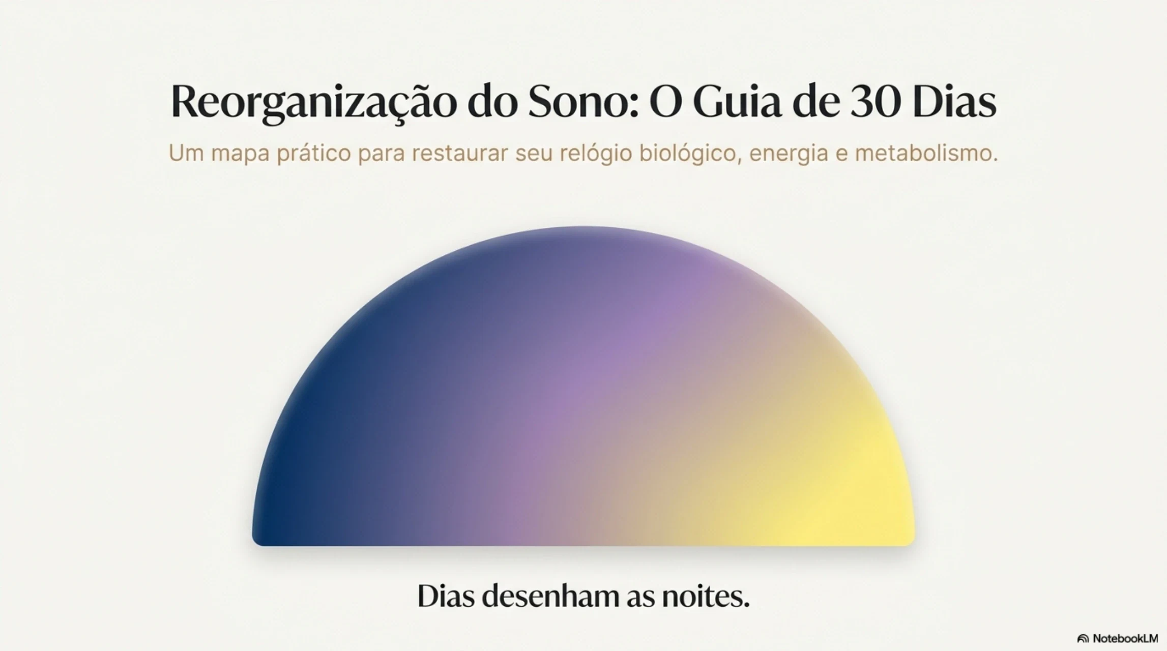 Capa do e-book Reorganização do Sono: meio-sol em degradê azul, lilás e amarelo